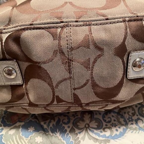 Coach Signature Jacquard Hobo in Brown and Silver - Picture 11 of 11